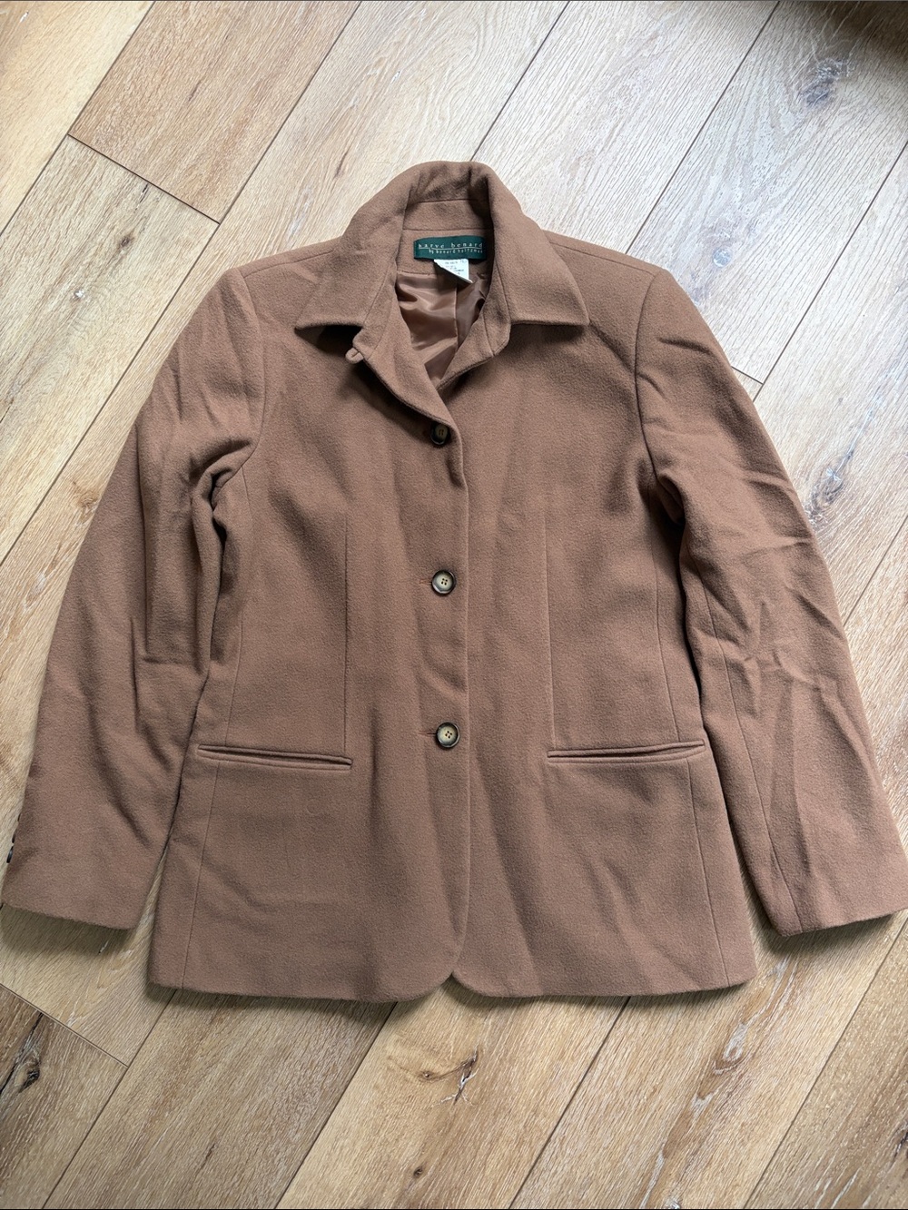 Harve Benard Wool Cashmere Jacket Womens 10 Brown Button Front Coat